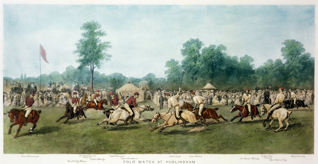 Polospiel in Hurlingham zwischen den Horse Guards (Blau) und dem Monmouthshire-Team, 7. Juli 1877 von George Earl