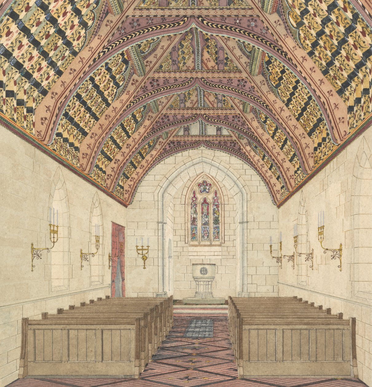Perspektive für ein Kircheninneres von George Edmund Street