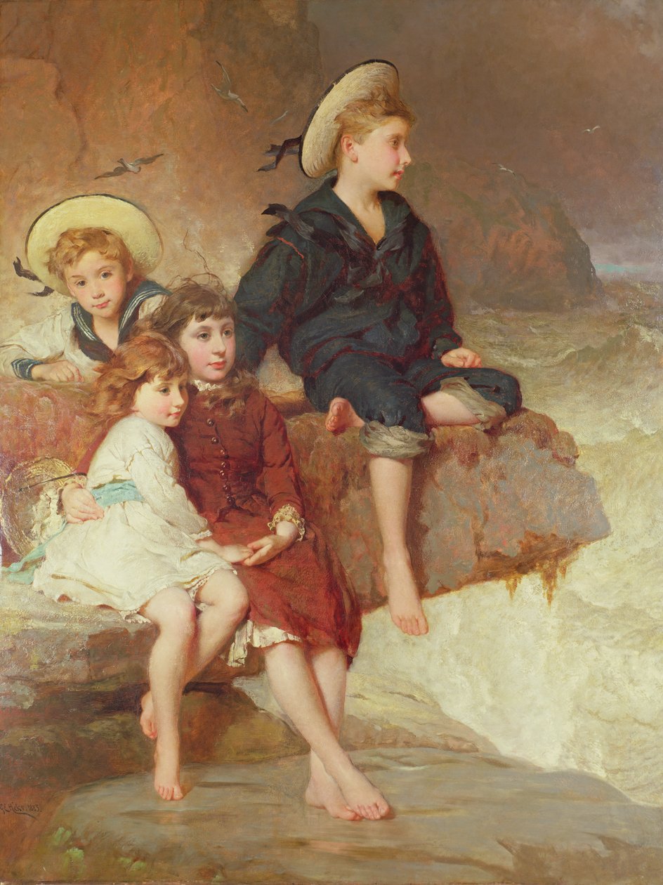Die Kinder von Sir Hussey Vivian am Strand von George Elgar Hicks