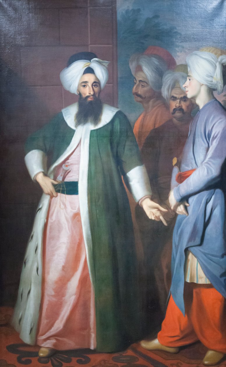 Kozbekci Mustafa Aga und sein Gefolge, ca. 1727 von George Engelhardt Schroeder