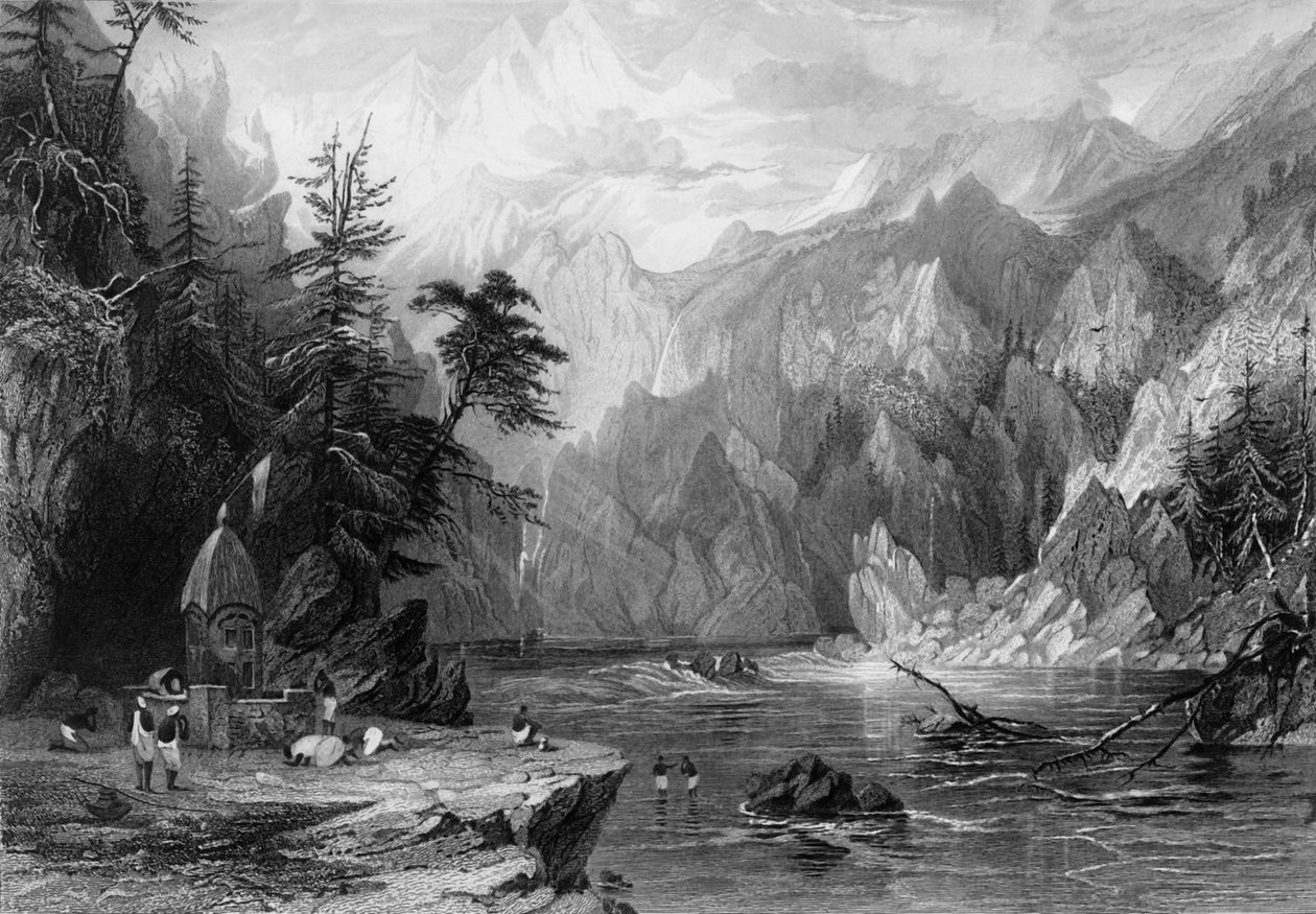 Gungootree, die heilige Quelle des Ganges von George Francis White