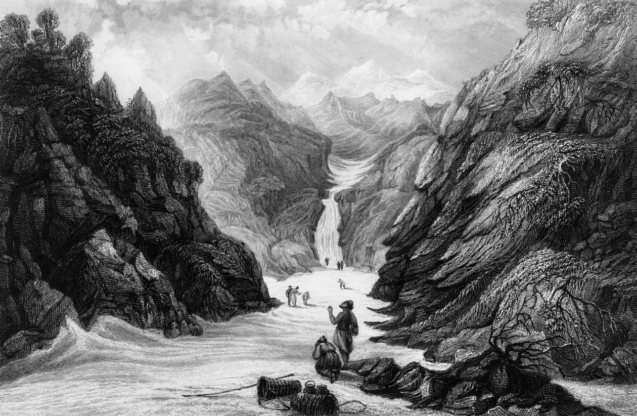 Quelle des Flusses Jumna, 1838 von George Francis White