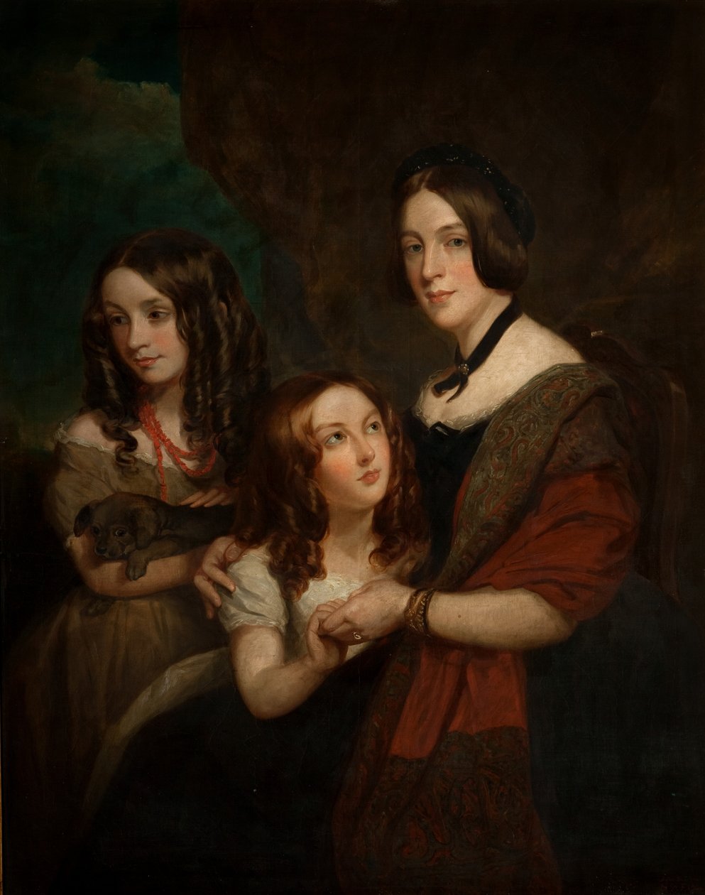Lady Caroline Towneley mit zwei ihrer Töchter, Caroline und Emily (Kopie nach Francis Grant), 1860 von George Frederick Clarke
