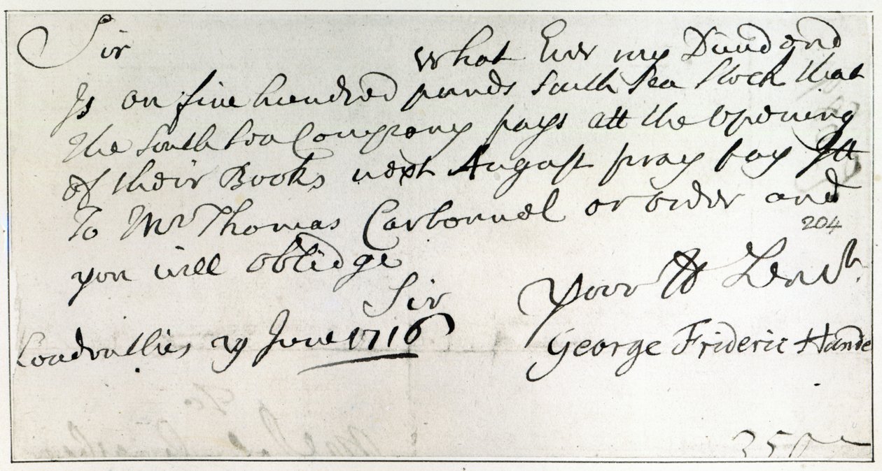 Brief von Händel, Juni 1716 von George Frederick Handel