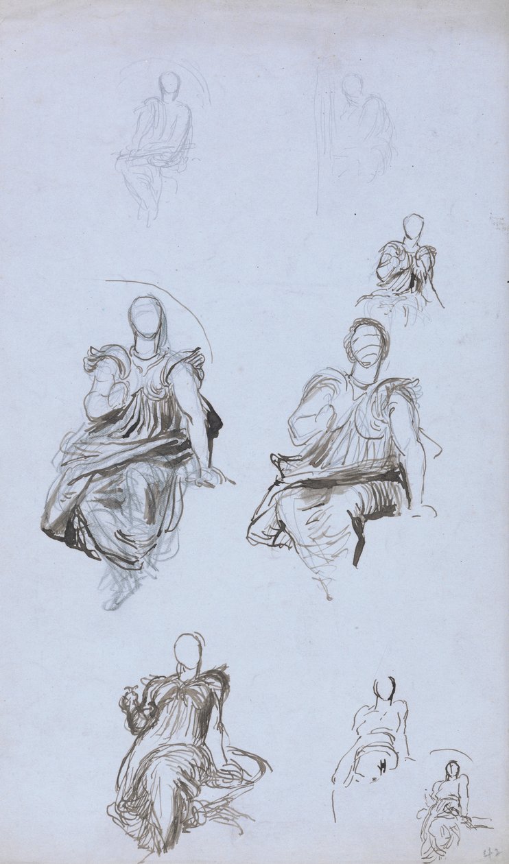 Studien einer sitzenden Figur mit einem Buch von George Frederick Watts