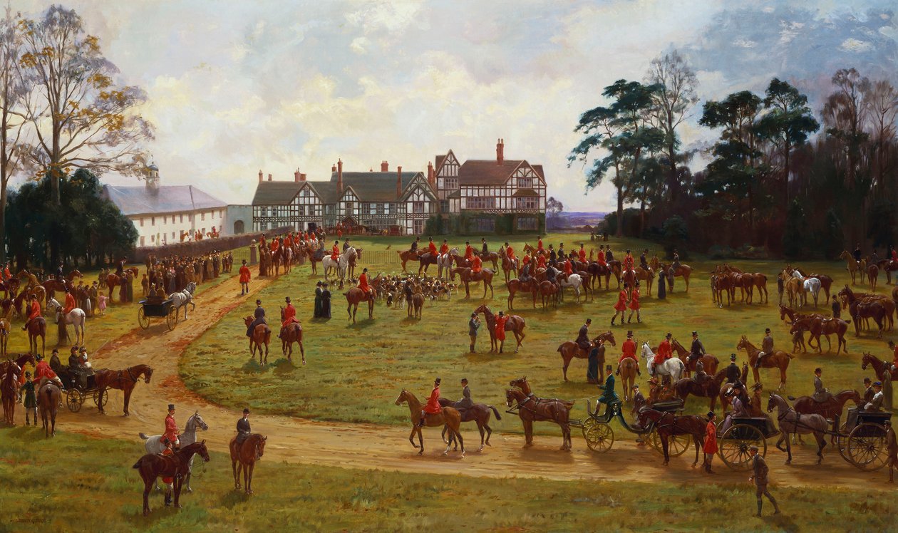 Die Cheshire-Jagd - das Treffen in Calveley Hall von George Goodwin Kilburne
