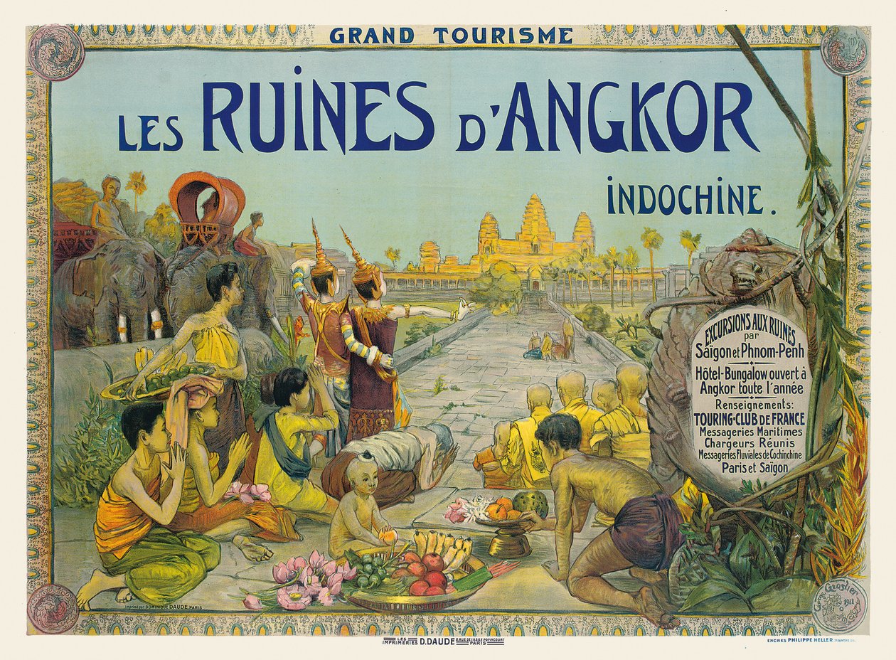 Französisches Poster, das die Tempel von Angkor in Indochina bewirbt von George Groslier