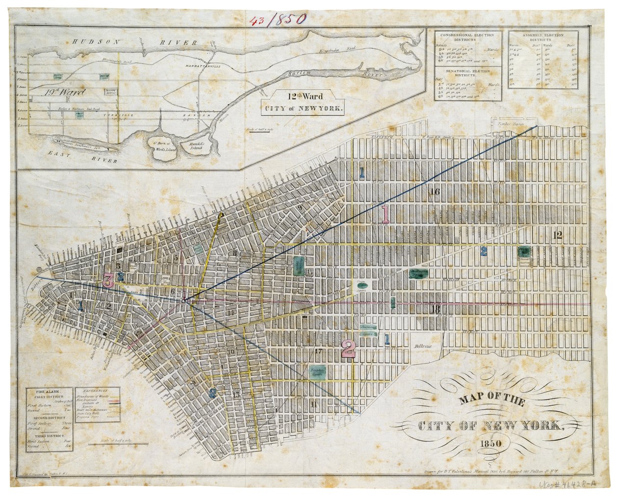 Karte der Stadt New York, 1850 von George Hayward