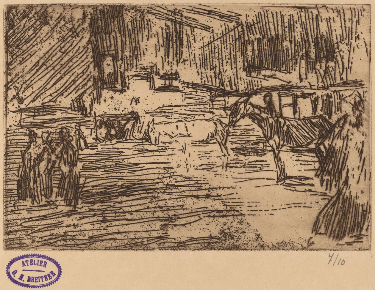 Szene mit Pferden im Bach stehend von George Hendrik Breitner
