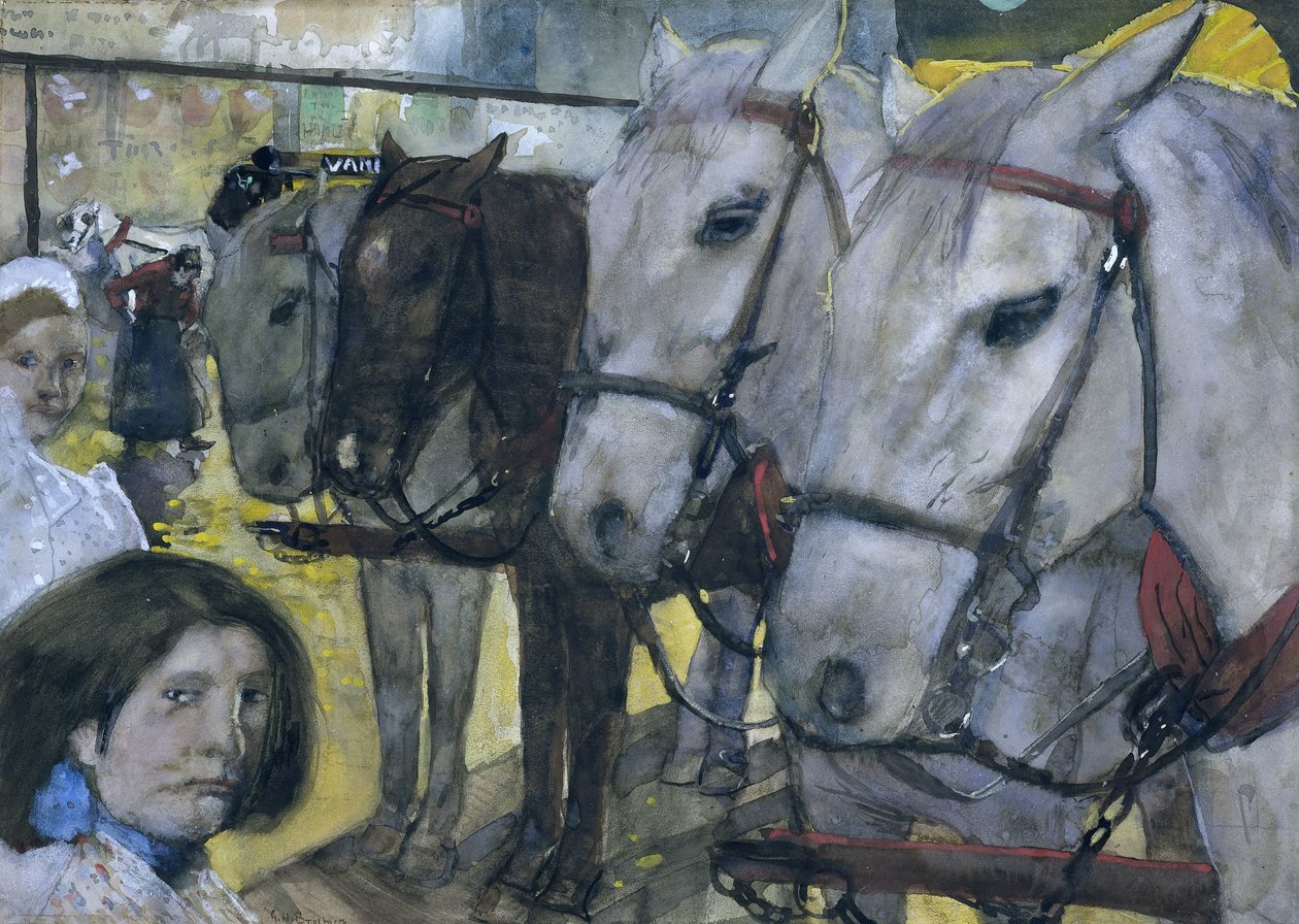 Trampaarden auf dem Dam in Amsterdam von George Hendrik Breitner