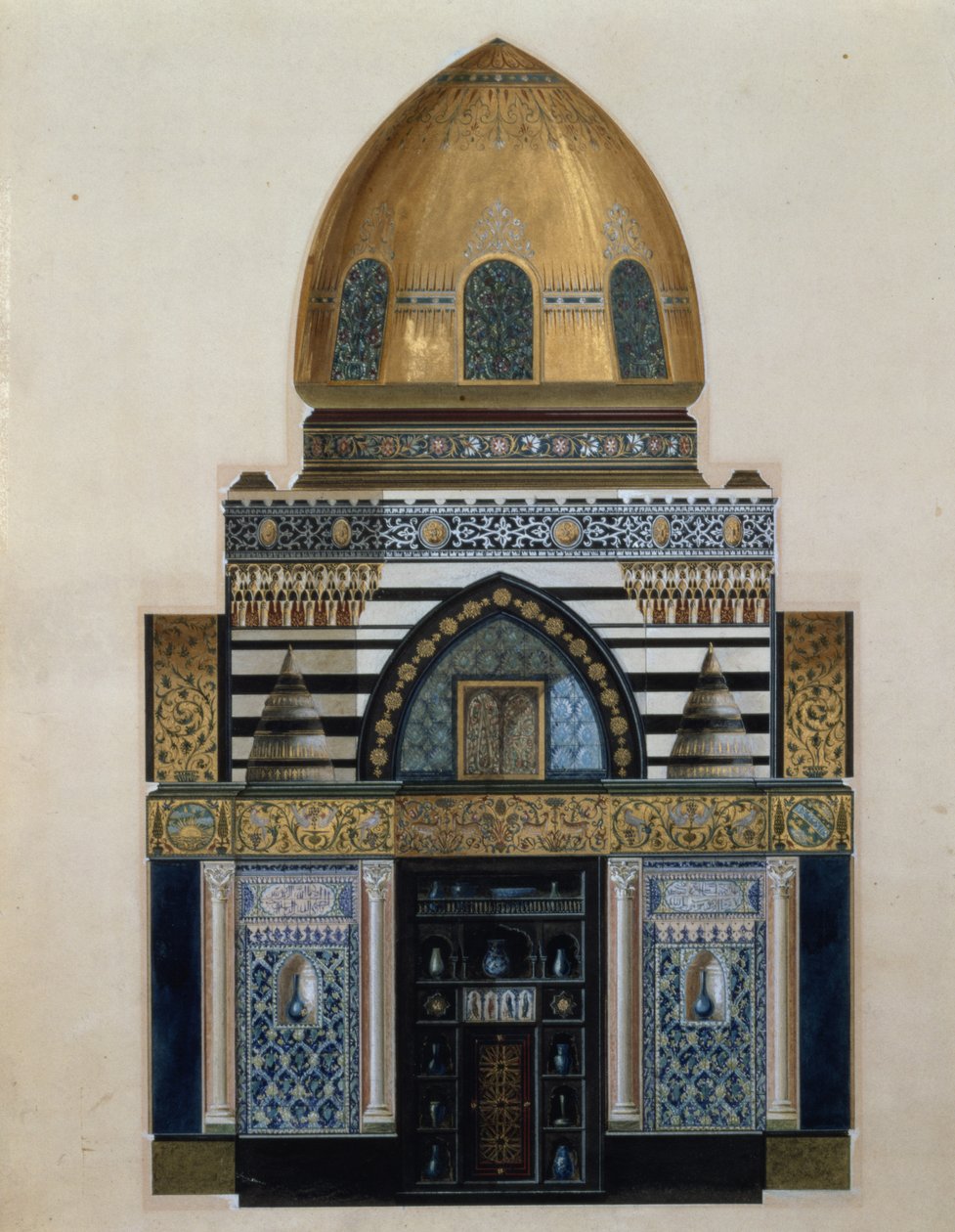 Entwurf für die Arabische Halle im Leighton House, London, 1880 von George II Aitchison