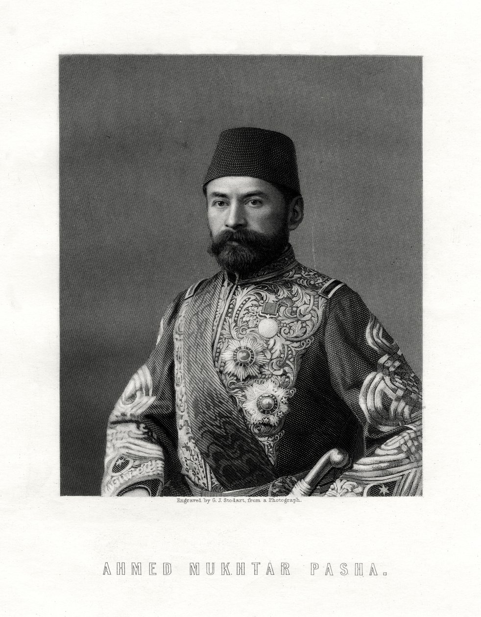Ahmed Mukhtar Pascha, französischer und osmanischer Offizier, 19. Jahrhundert von George J. Stodart