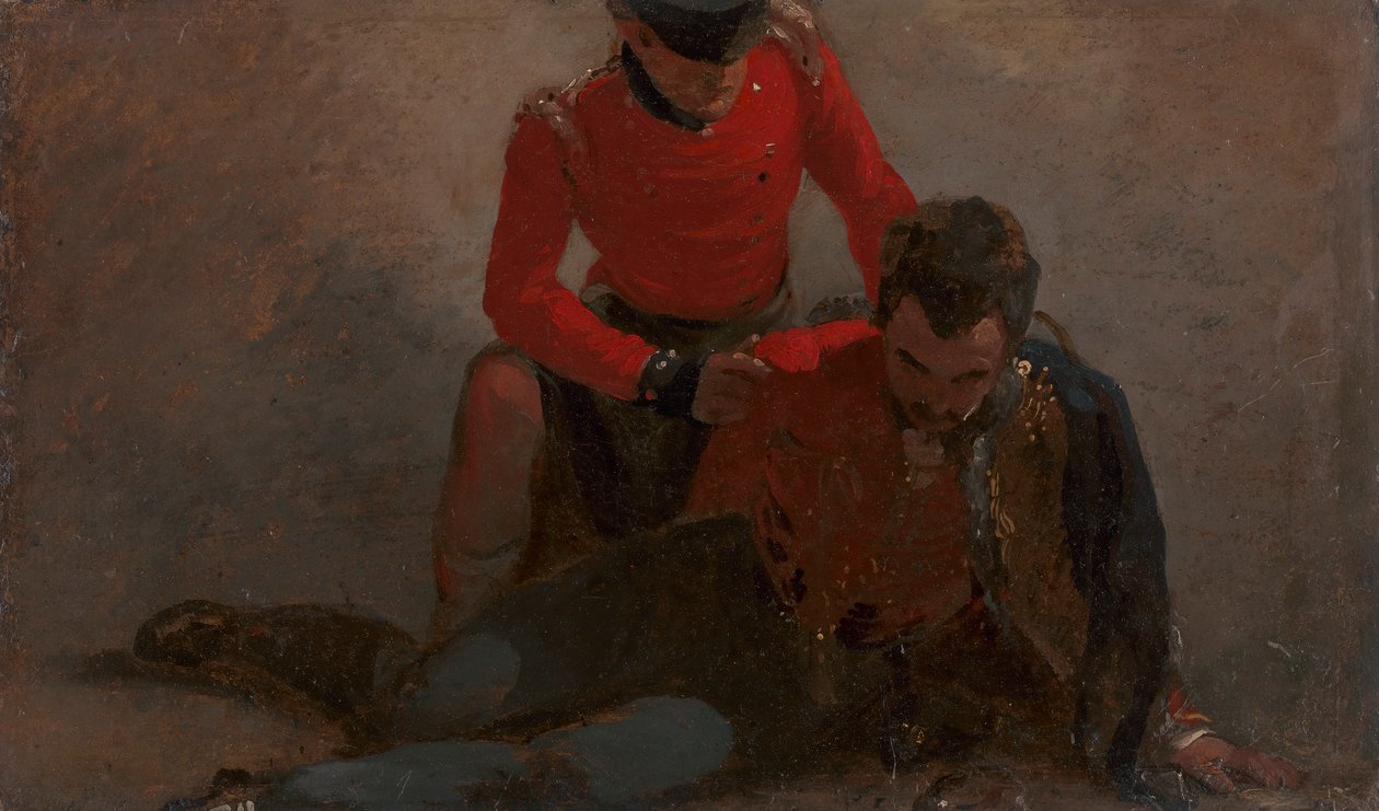 Ein 42. Highlander betreut einen General der 7. Husaren, möglicherweise Henry William Bayly, erster Earl of Uxbridge, später erster Marquess of Anglesey: eine Studie für 