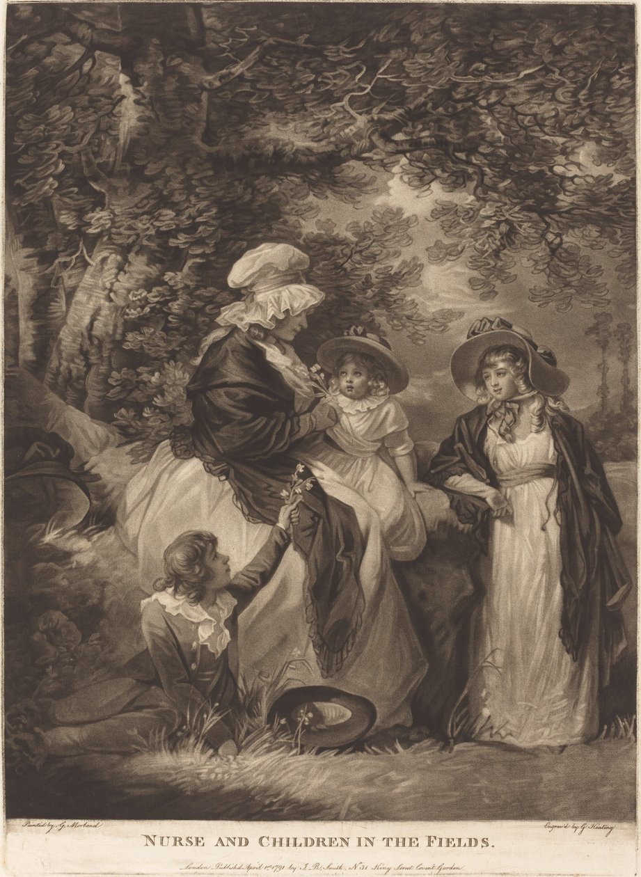 Krankenschwester und Kinder auf den Feldern von George Keating after George Morland