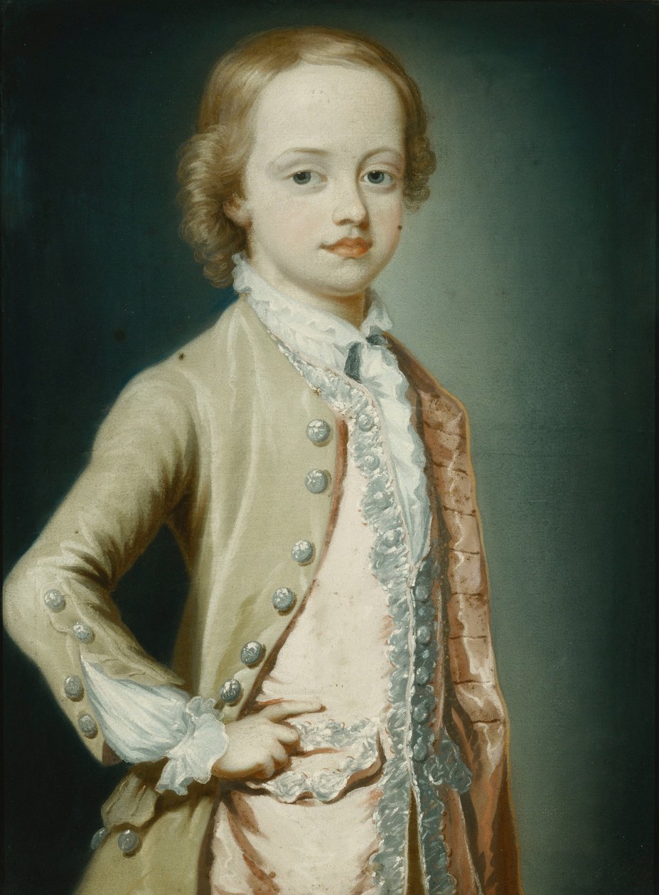 Porträt des ehrenwerten William Napier, 1735, im Alter von acht Jahren, dreiviertel Länge, trägt einen grünen Mantel, 1735 von George Knapton