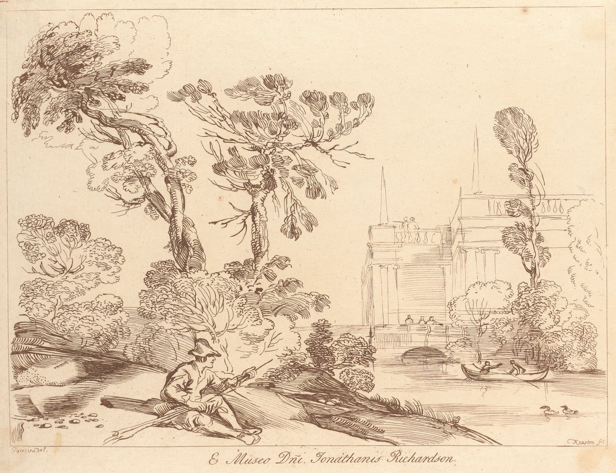 Ohne Titel: Landschaft mit sitzendem Mann von George Knapton