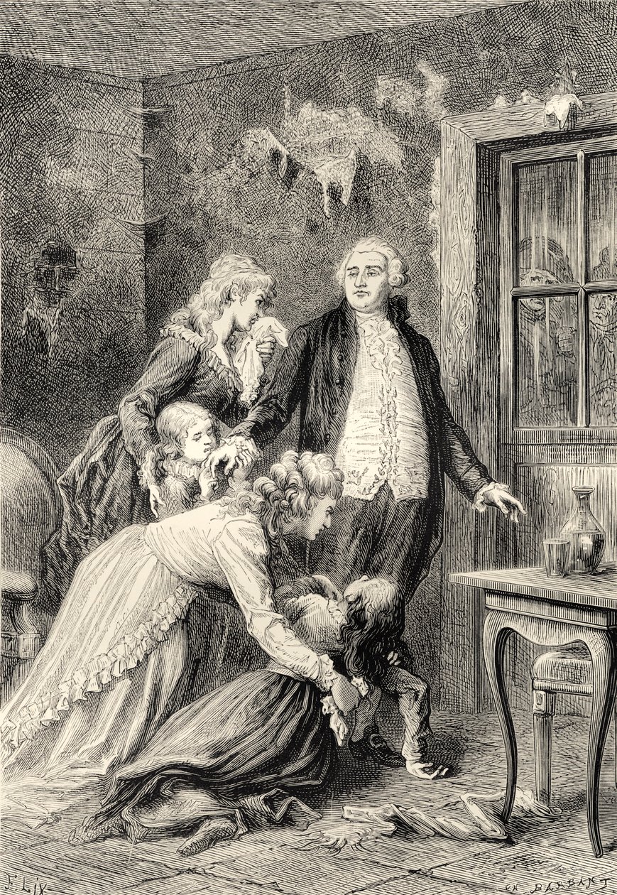 Der Abschied des Königs von seiner Familie im Januar 1793 (Gravur) von Bartolome Esteban and studio Murillo