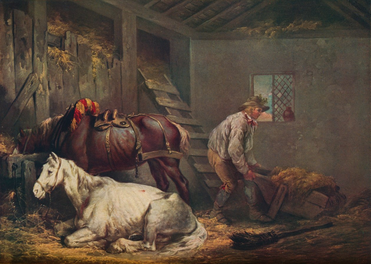 Pferde im Stall, 1791 von George Morland