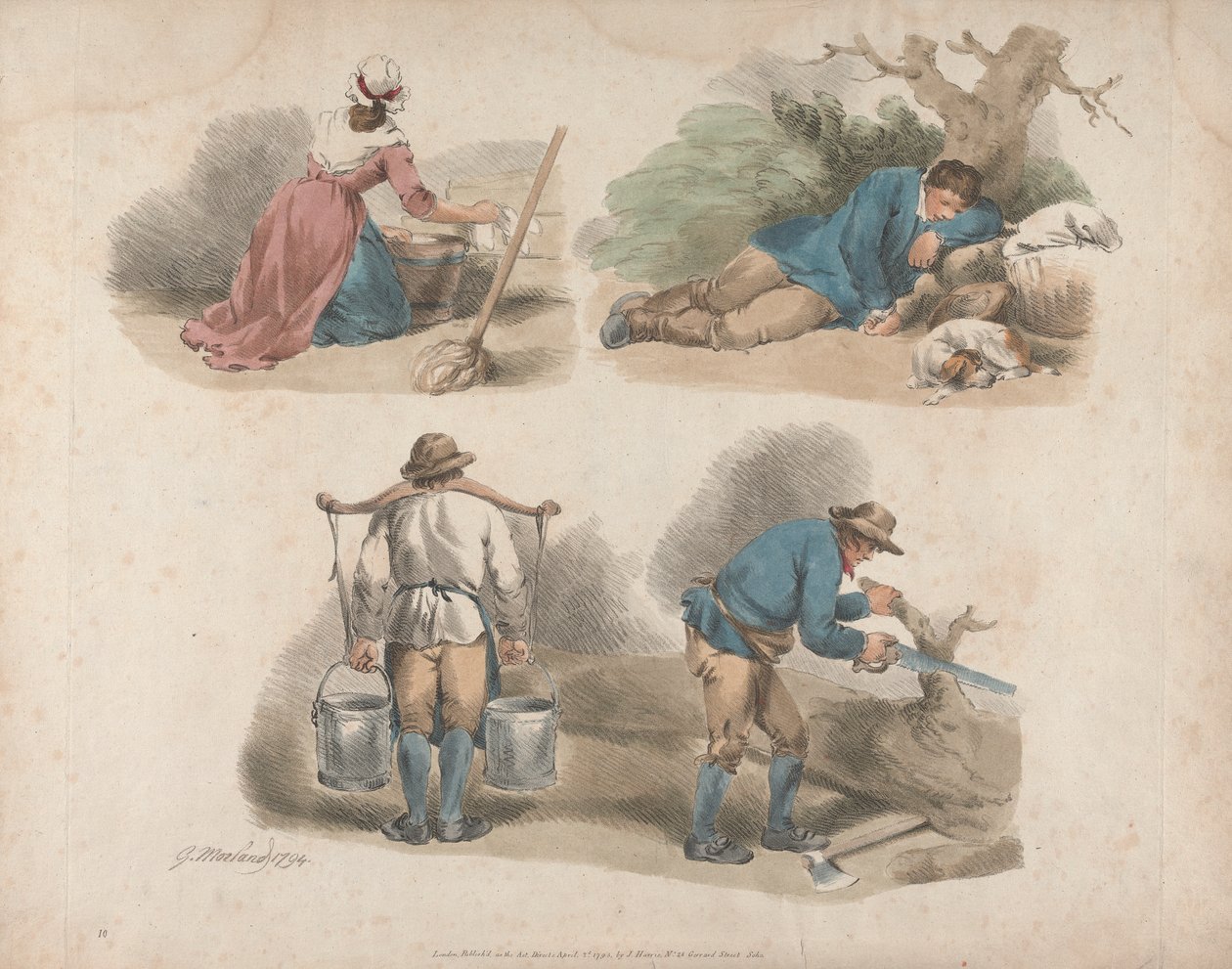 Satz von fünf: Studien von Arbeitern von George Morland