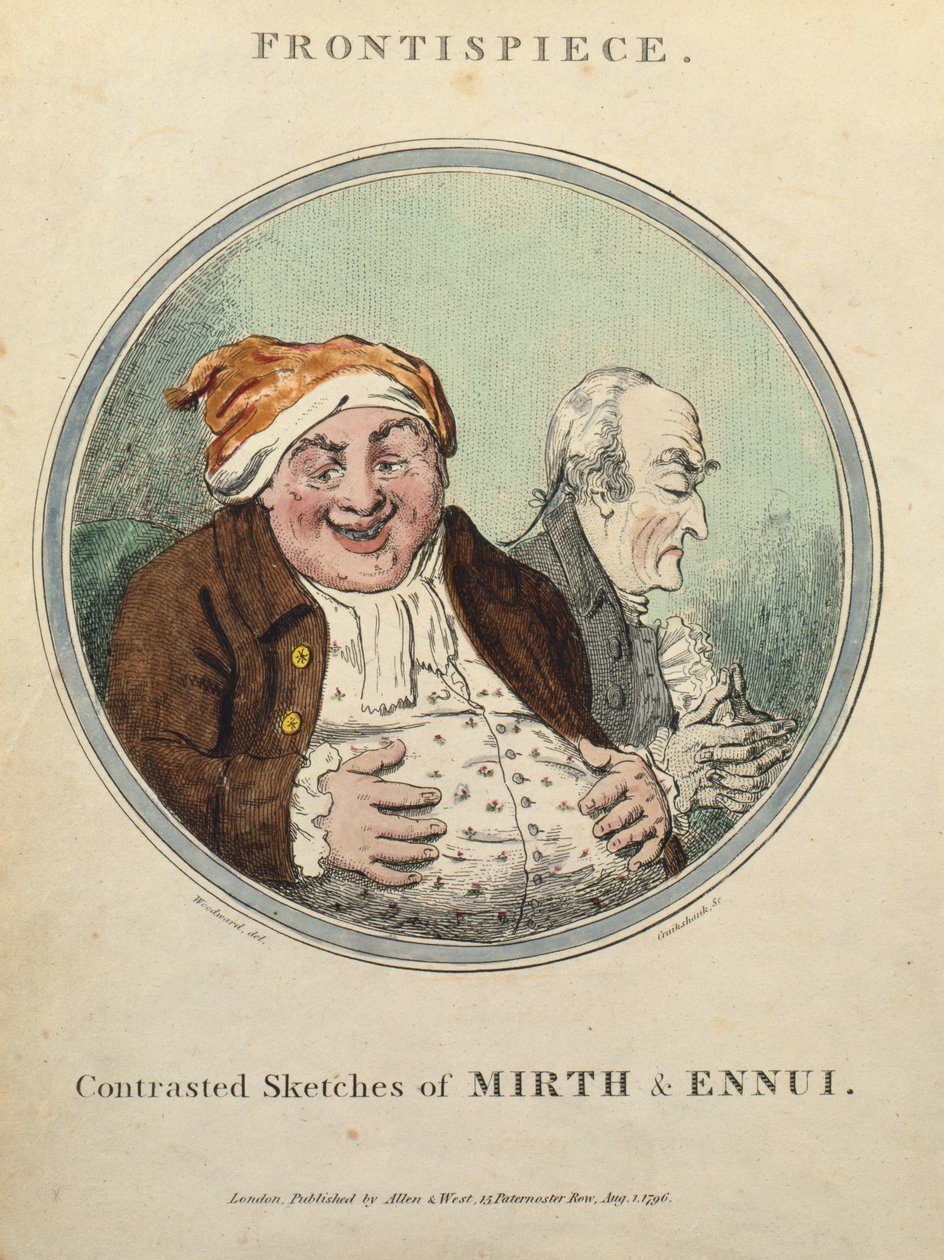 Kontrastierte Skizzen von Fröhlichkeit und Langeweile von George Moutard Woodward