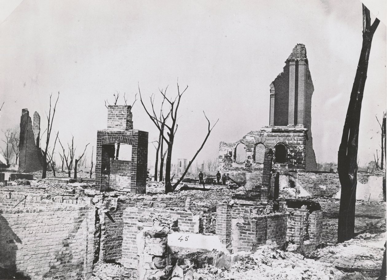 Ruinen des Gebäudes der Chicago Historical Society nach dem großen Chicago-Feuer, 1871 von George N. Barnard