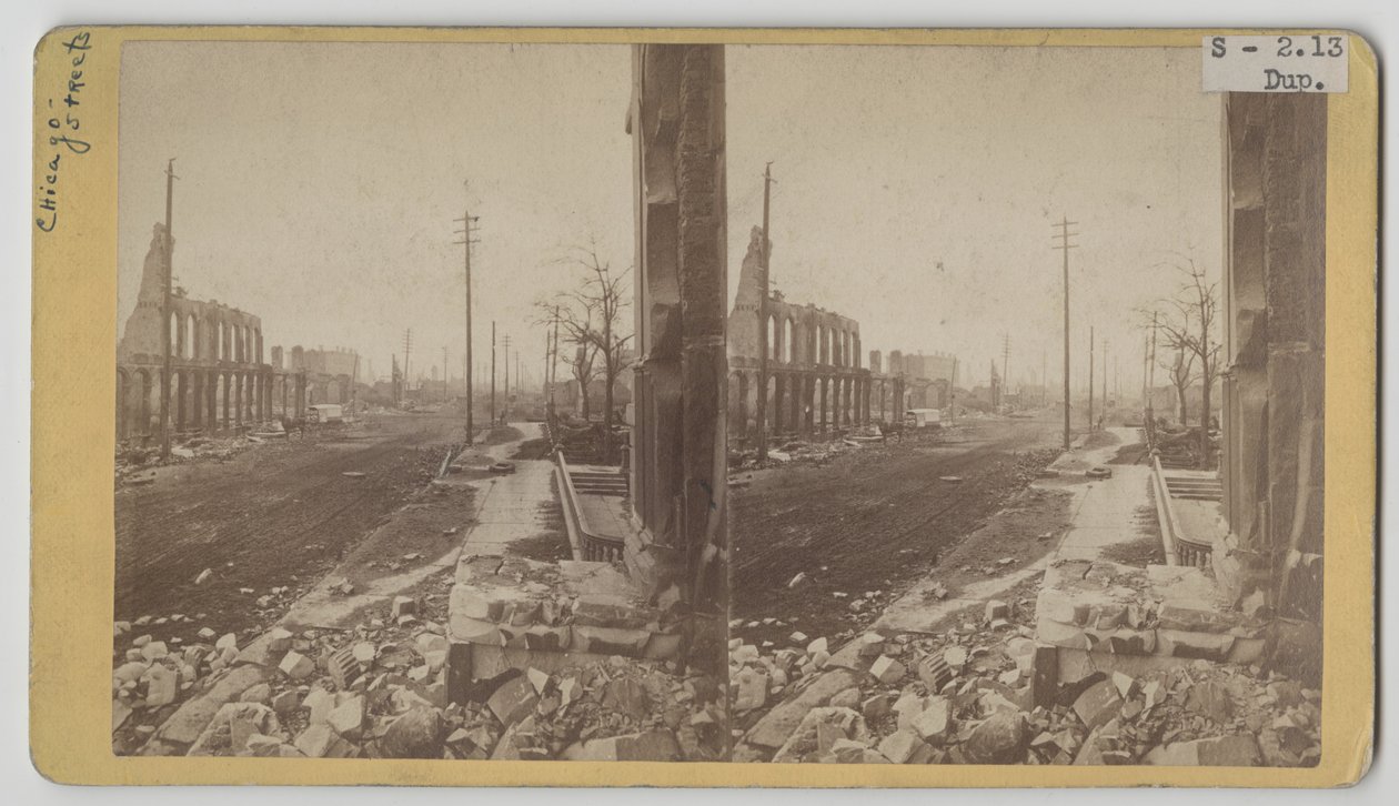 Stereographische Ansicht der Clark Street nach dem Chicagoer Feuer von George N. Barnard