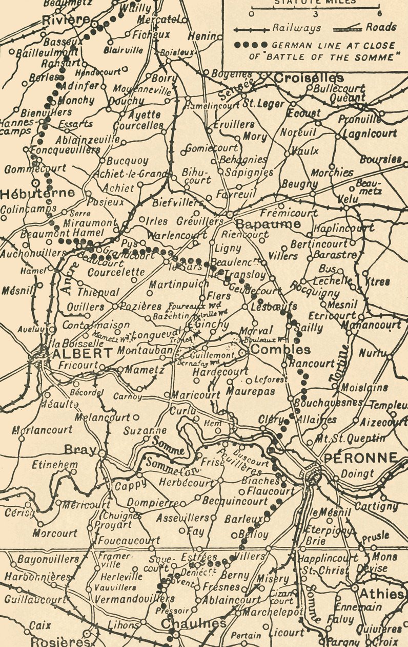 Karte zur Veranschaulichung der Schlacht an der Somme, 1919 von George Philip and Son Ltd