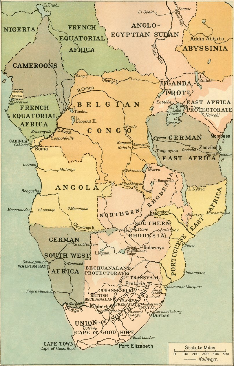 Karte von Mittel- und Südafrika von George Philip and Son Ltd