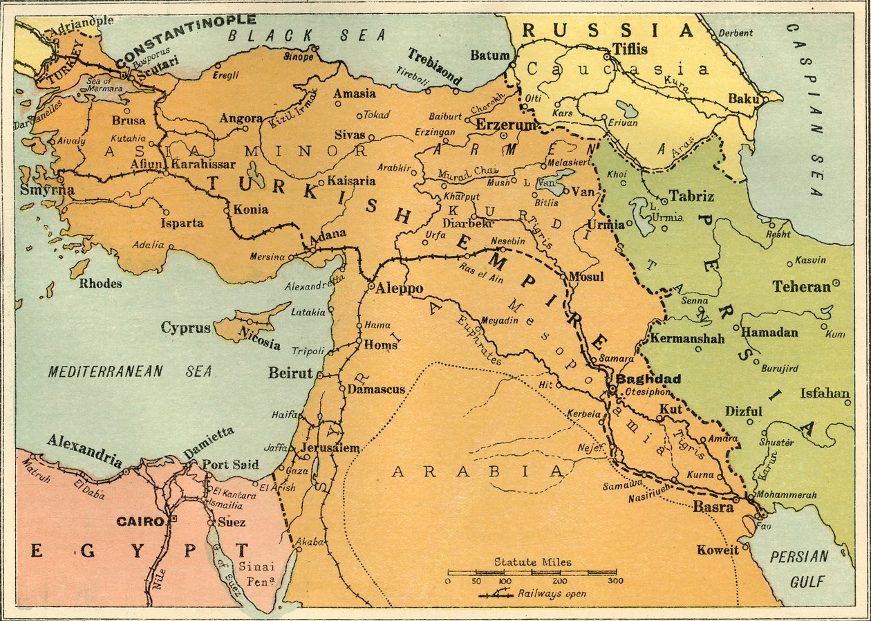 Karte zur Veranschaulichung der mesopotamischen Expedition, 1919 von George Philip and Son Ltd