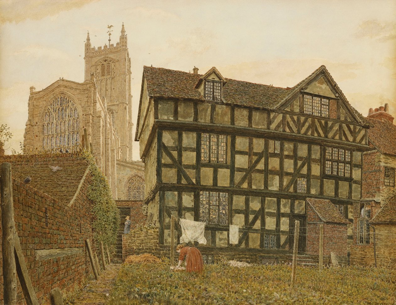 Kirche und altes unbewohntes Haus in Ludlow, 1871-72 von George Price Boyce