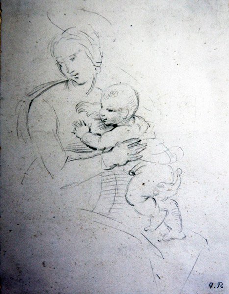 Eine Mutter und ihr Kind - Studie für die Alten von George Richmond