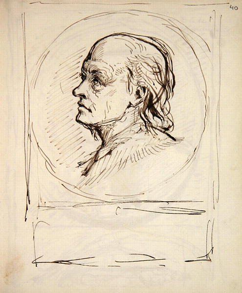Porträt von William Blake, aus einem vom Künstler für Skizzen und Notizen verwendeten Notizbuch von George Richmond