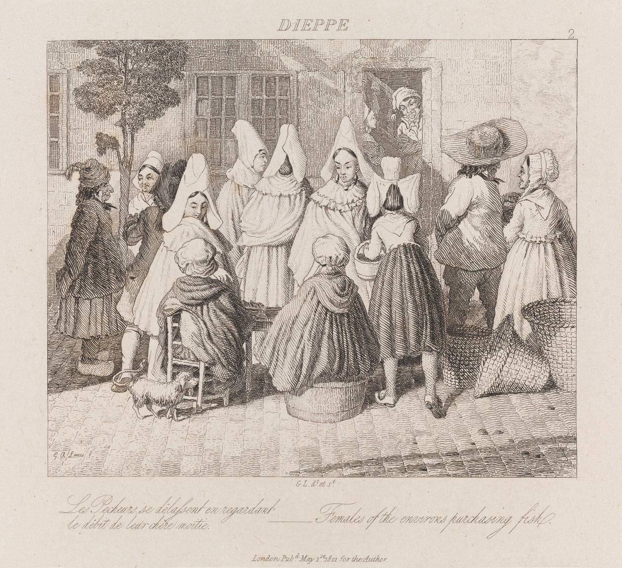 Frauen kaufen Fisch, Dieppe, um 1821 von George Robert Lewis