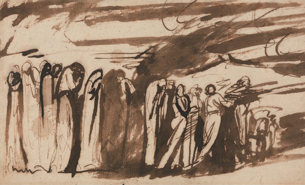 Eine Prozession der Verdammten: Studie für die Verdammten in Dantes "Inferno" von George Romney