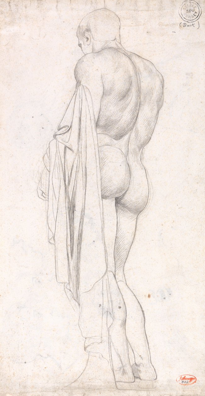 Rückansicht einer stehenden klassischen männlichen Figur von George Romney