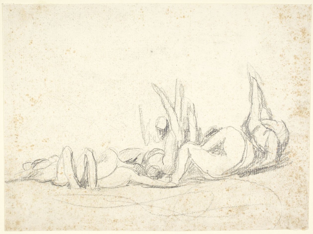 Gruppe leidender Figuren am Boden (Studie für Howard besucht Gefängnisse?) von George Romney