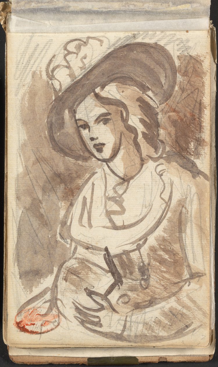 Halbporträt einer Dame mit Hut von George Romney