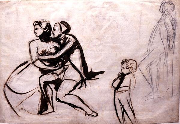 Liebende von einem Kind beobachtet von George Romney
