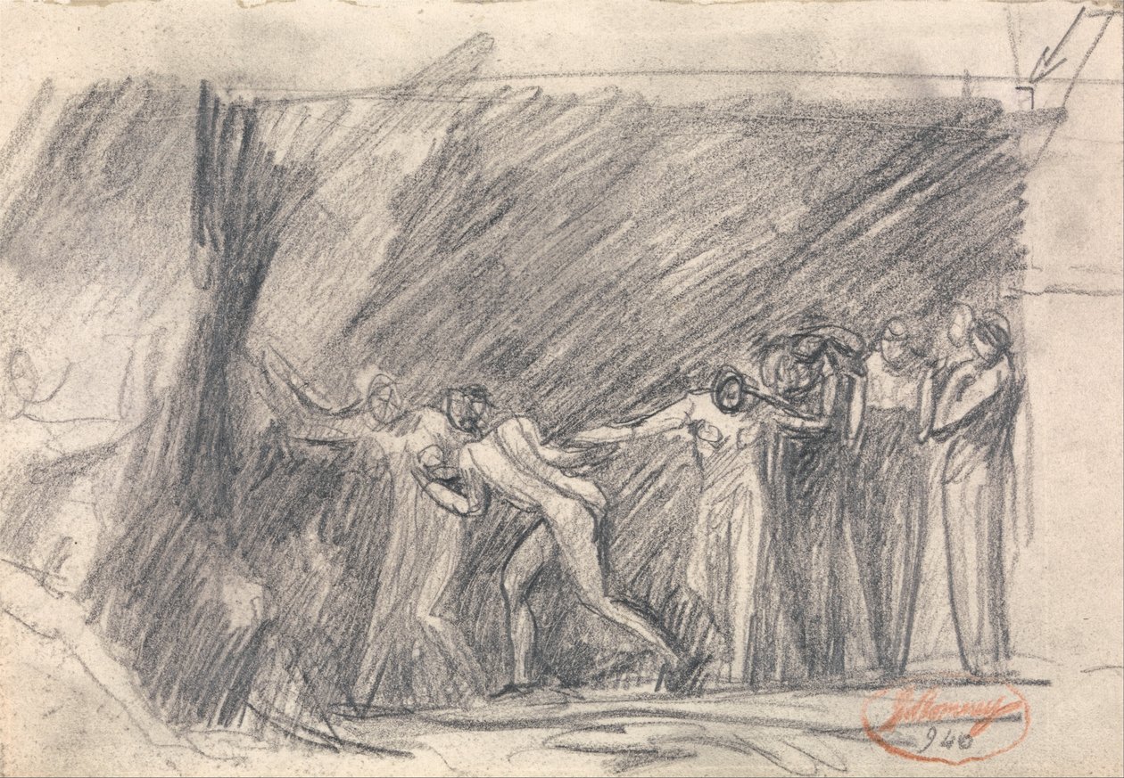 MacBeth in der Hexenhöhle: Zweiter Besuch, oder Canidia und der Jüngling, oder Die Öffnung der Arche von George Romney