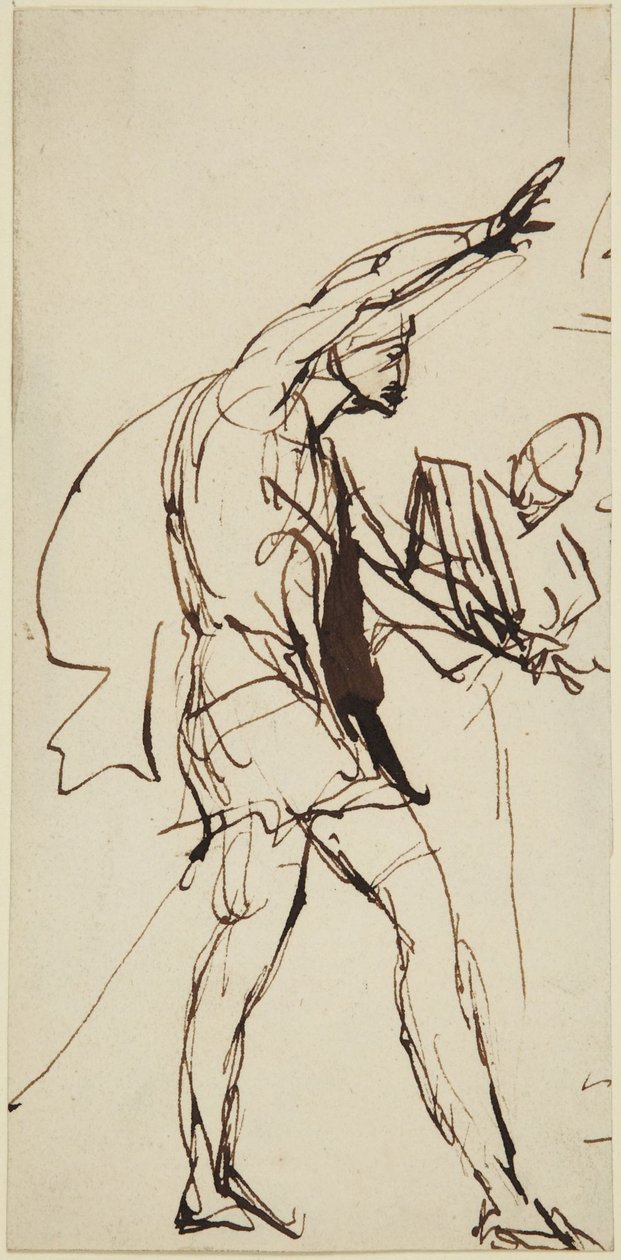 Skizze für die Figur von Macbeth in der Bankettszene aus Macbeth von George Romney