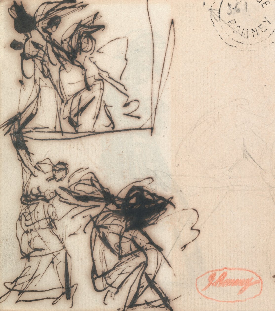 Stehende Figur mit erhobenem Arm und sitzende Figur von George Romney