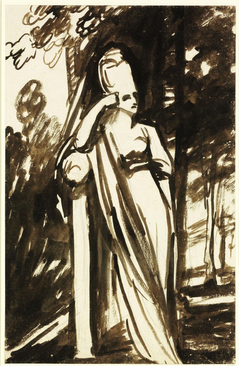Stehende Frau an einer Stele von George Romney