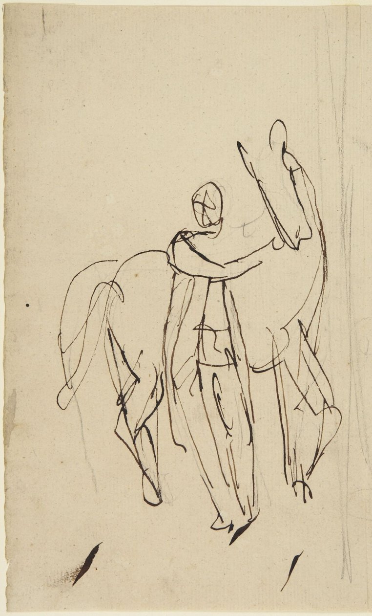Studie für ein Porträt eines stehenden Mannes mit einem Pferd von George Romney