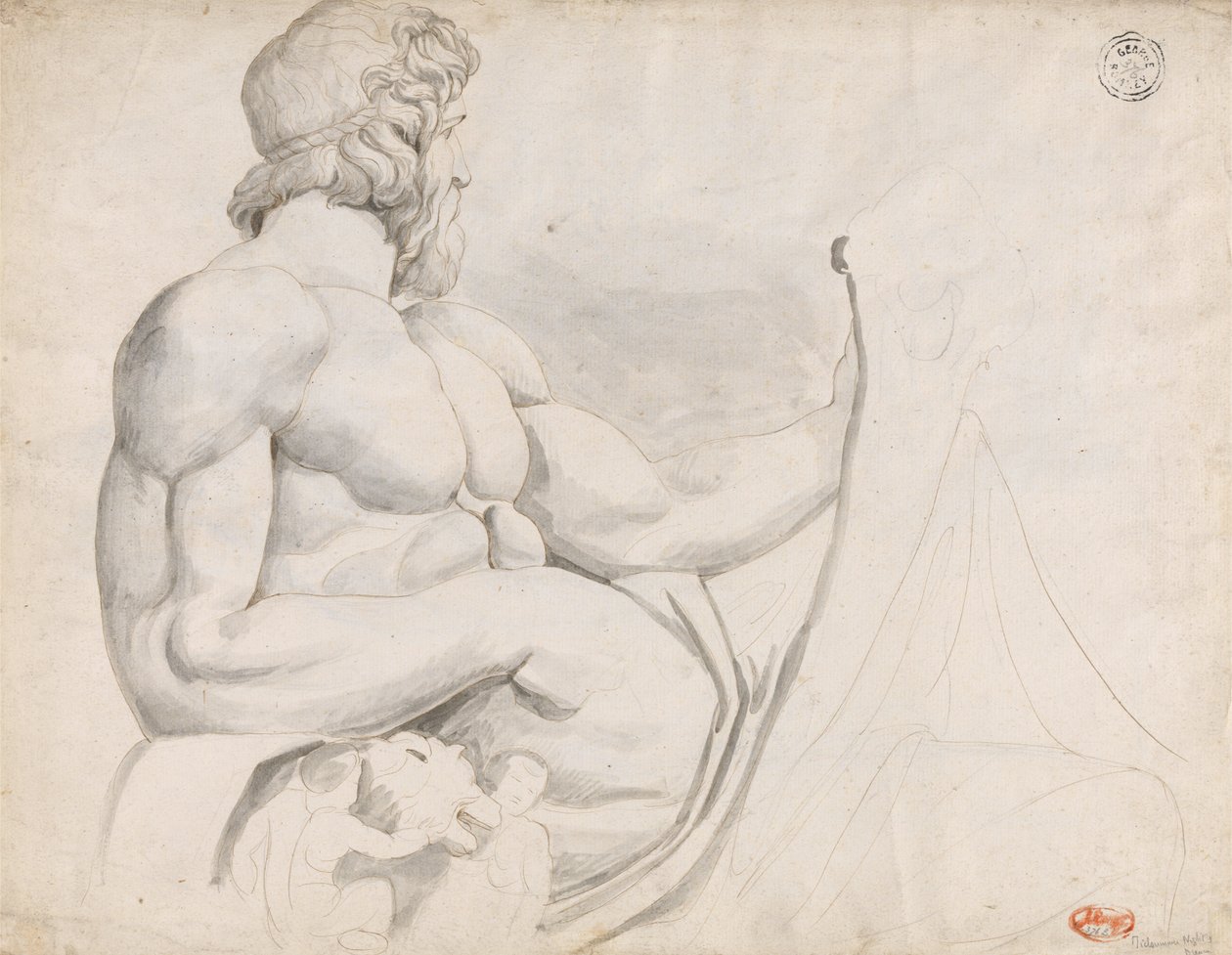 Studie der Skulptur des Tiberfluss-Gottes von George Romney