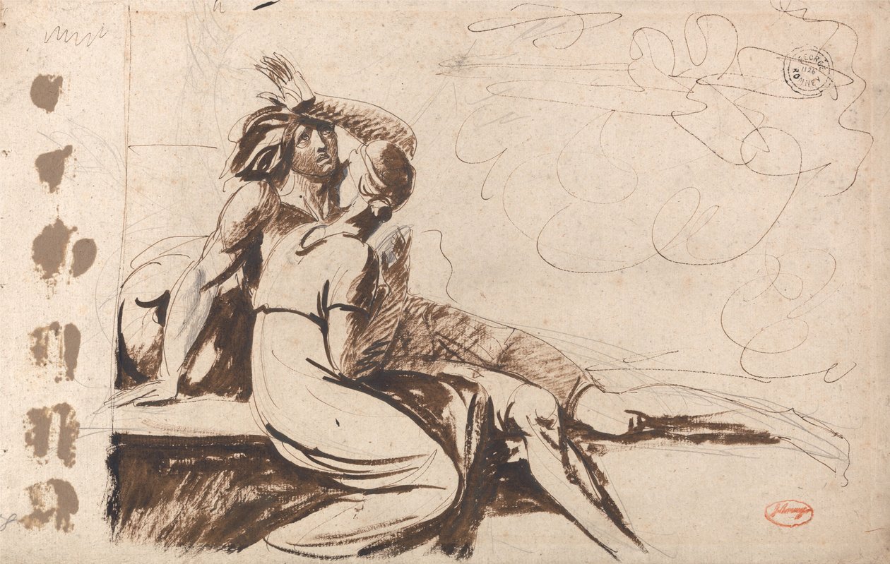 Zwei Liebende (Mann erwacht aus einem Traum) von George Romney