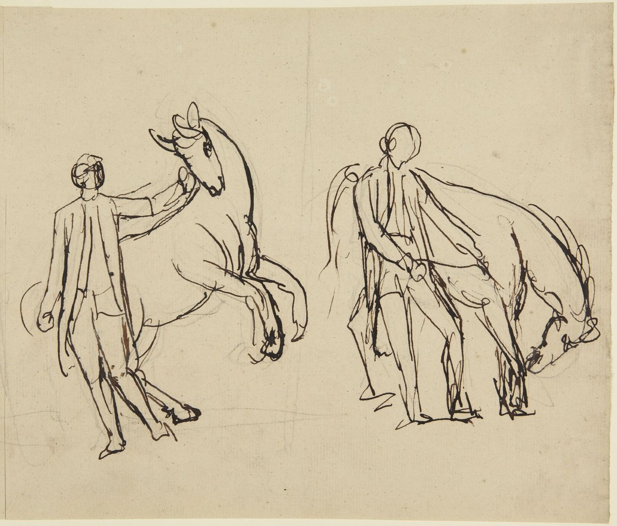 Zwei Studien für ein Porträt eines Mannes mit einem Pferd von George Romney