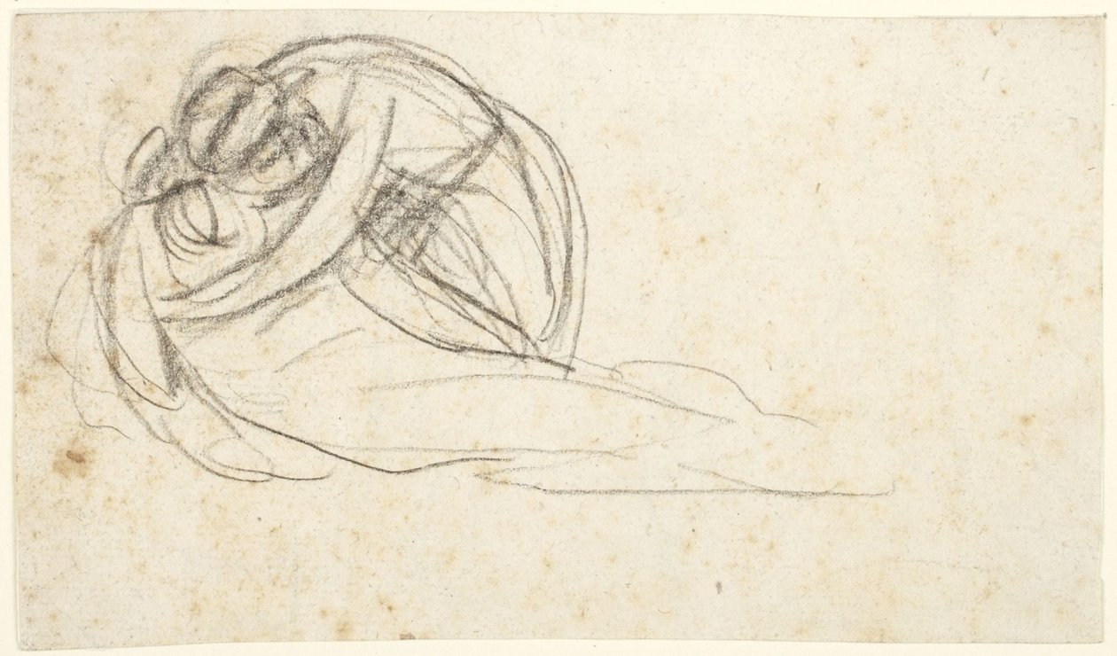 Frau umarmt liegende Figur (verso: untere Hälfte von zwei stehenden Figuren) von George Romney