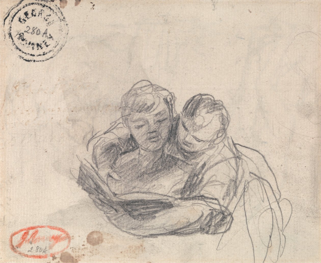 Frau bringt einem Kind das Lesen bei von George Romney