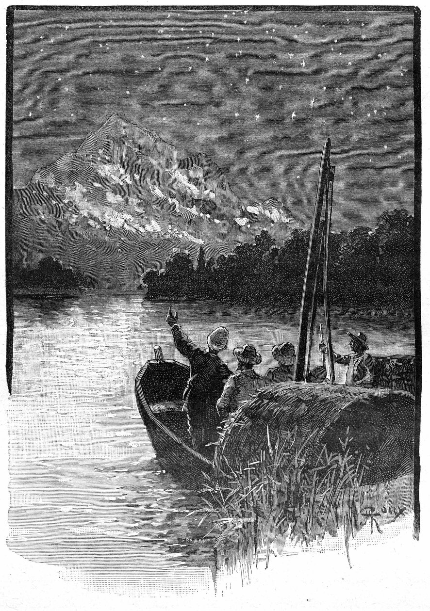Illustration von Jules Vernes Roman „Der prächtige Orinoco“, Hetzel-Ausgabe / Außergewöhnliche Reisen 1898 von George Roux