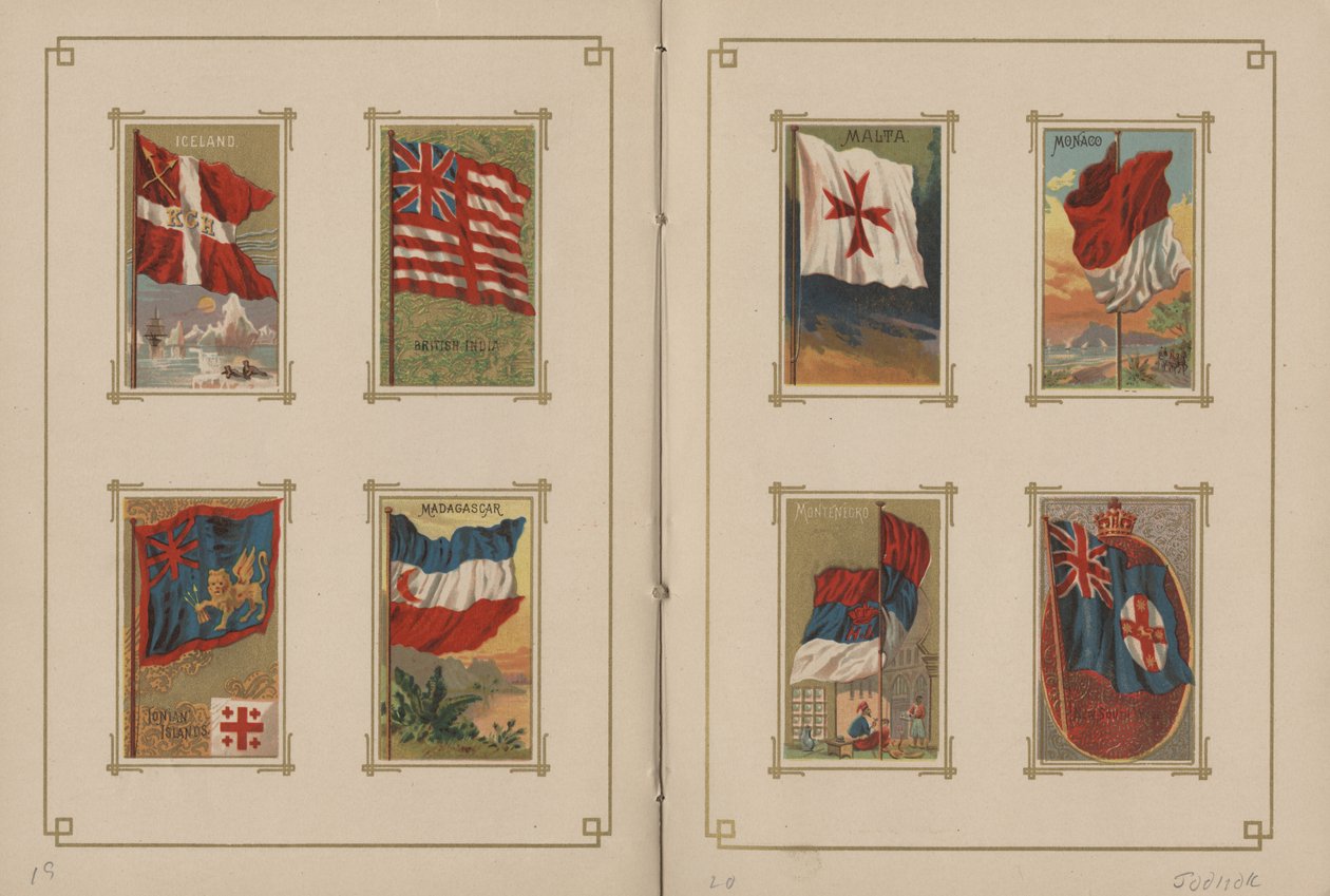 Flaggen aller Nationen und der Staaten und Territorien der Vereinigten Staaten von Amerika - Seiten 19 und 20, 1887 von George S. and Sons Harris